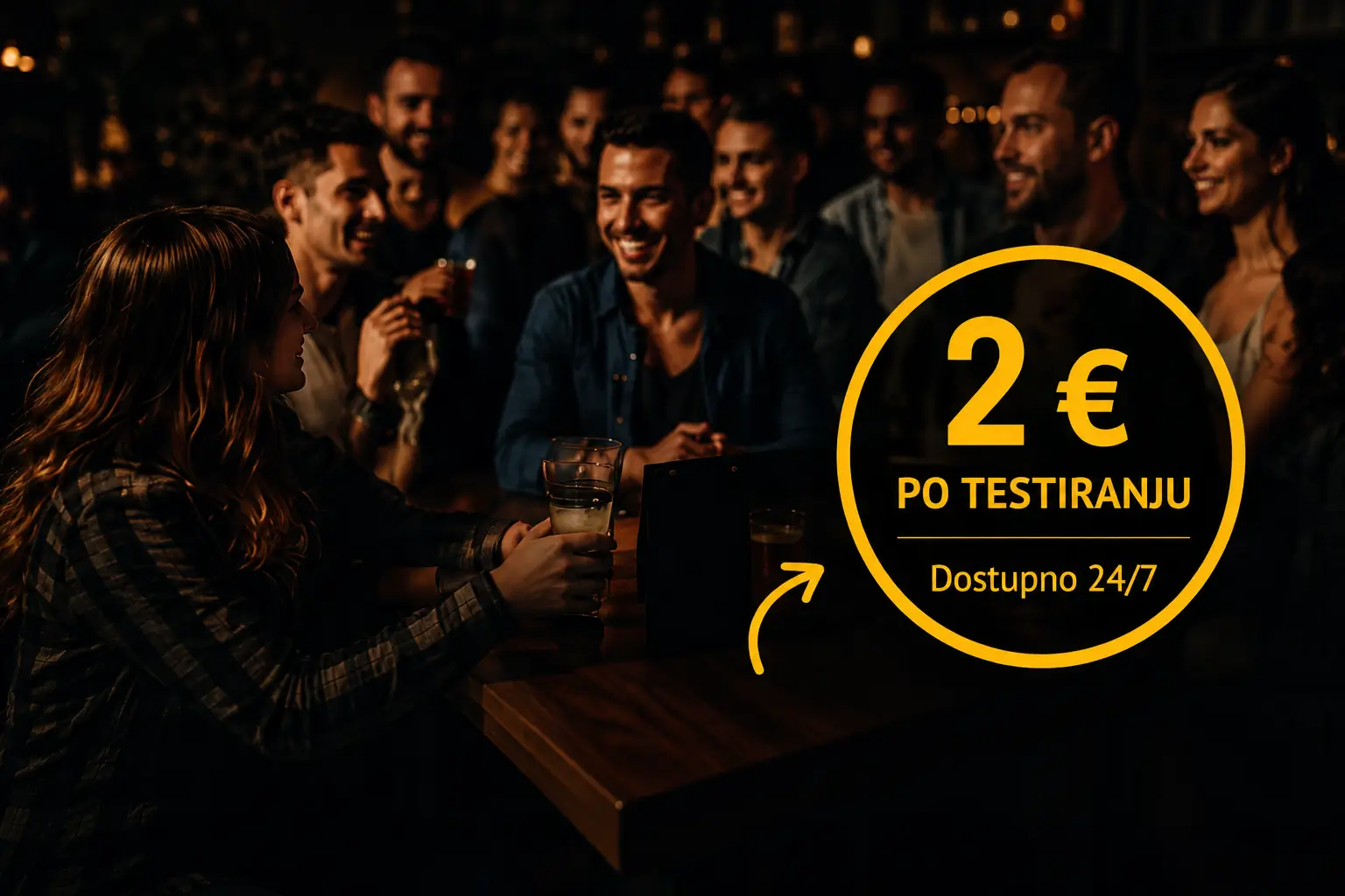 Gosti u ugostiteljskom objektu uz samoposlužni alkotest aparat, testiranje 2 eura, dostupno 24 sata dnevno.